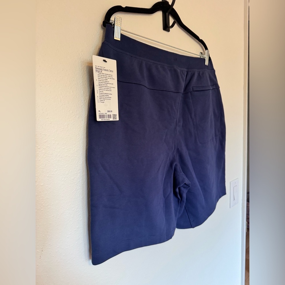 NEW Lululemon Mens Relaxed Fit French Terry Shorts 9" Size XL Navy NWT - Picture 8 of 9